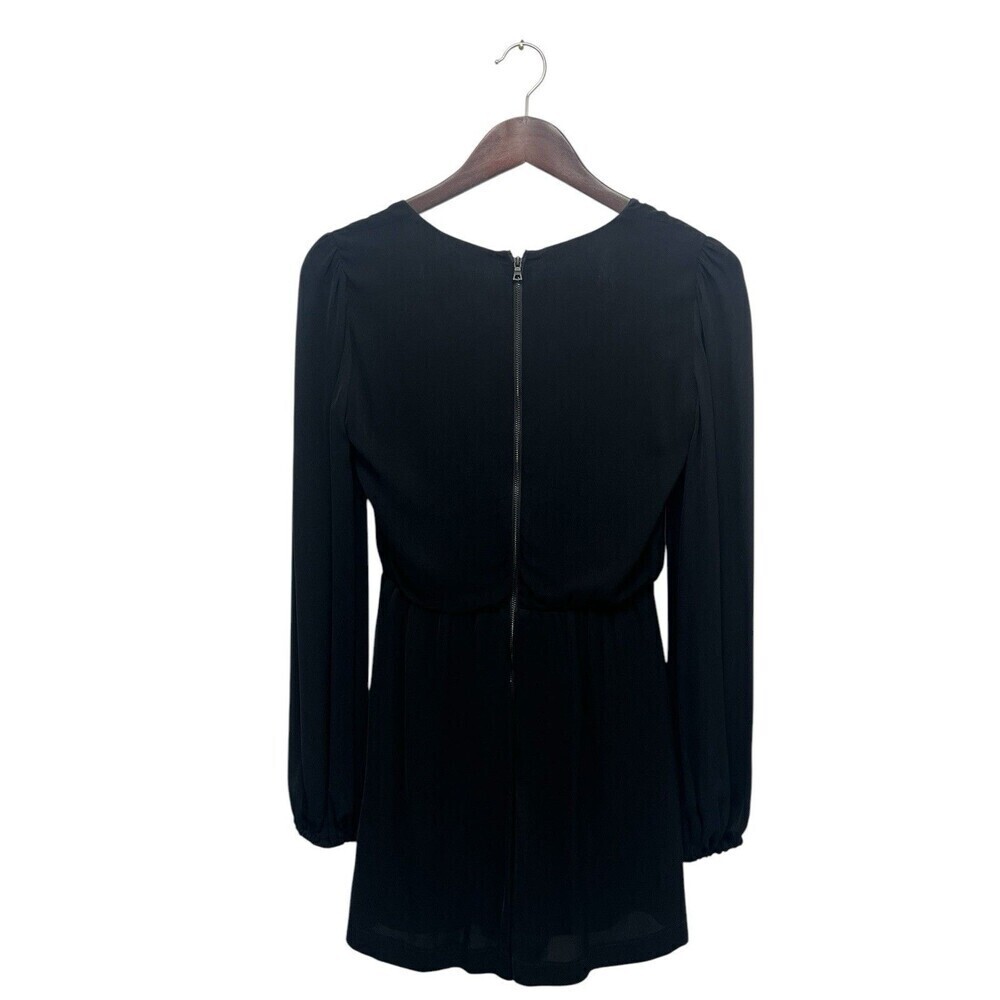 Alice + Olivia Sinclair Romper Surplice V-neck Long Sleeve Zip Black Women’s 0 - Picture 8 of 13
